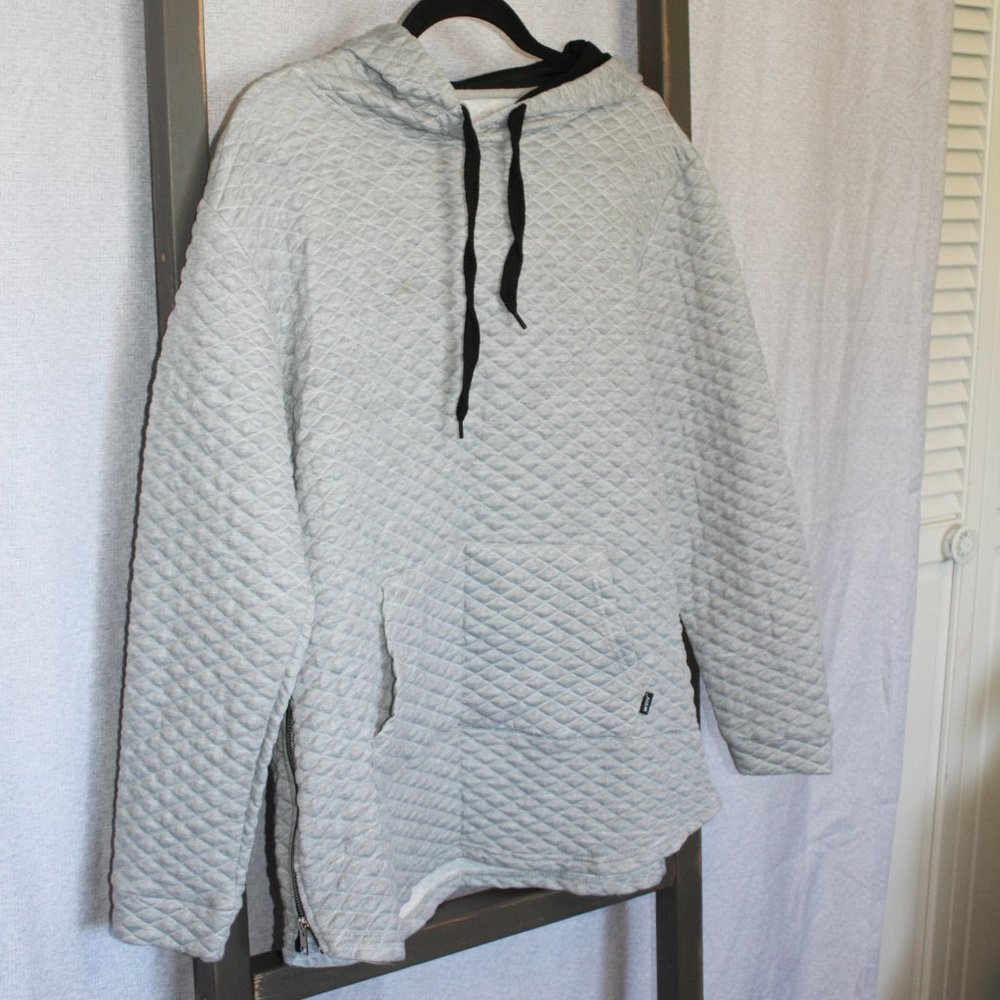 Oversized, pattern hoodie, grey w/ black trim